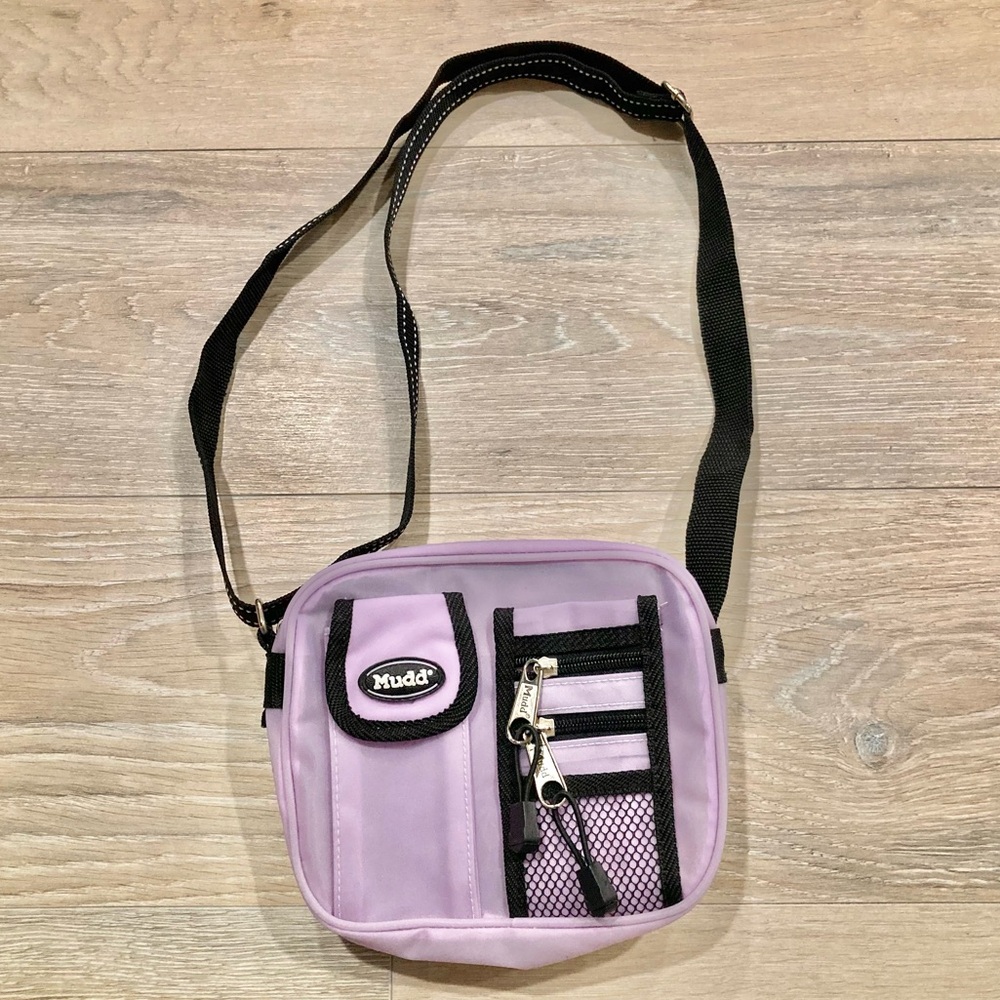 Vintage 2000s Mudd Purple Translucent Vinyl Y2K Crossbody Purse Bag EUC